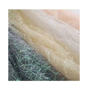 Luxe 3mm Sequin Broderie Dentelle Tissu Paillettes Blanc Gris Rose <span class=keywords><strong>Tulle</strong></span> Croisé pour Robes Accessoires Tricoté Tissé pour Filles - Product Image 1