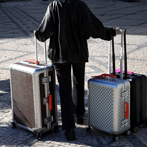 20-24-26inch tất cả nhôm lên máy bay hành lý với bánh xe công suất lớn du lịch trường hợp khó khăn checkerboard kim loại - Product Image 4