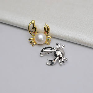 Colgante de Plata S925 con Forma de Cangrejo y Perla Grande de 10-11 mm, Accesorio de Joyería DIY, Colgante para Collar con Bandeja Vacía 635 - Product Image 2