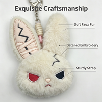 Porte-clés en peluche lapin d'Halloween avec broderie unique, jouet en peluche lapin, breloque souple portable pour sac à dos