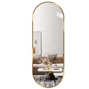 Atacado Vestiário Full Body Oval Frame Gold Wall Mirror Beauty Salon Espelhos