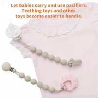 Attache-tétine en silicone de qualité alimentaire à motif animalier, conception monobloc, chaîne souple et flexible, pour bébés garçons et filles de 0 à 12 mois, vente en gros