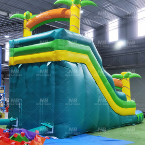 Tobogán de agua inflable de palmera tropical de carril comercial con piscina para niños y tobogán de agua para adultos para Parque de Atracciones - Product Image 3