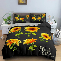 Vente en gros fleur housse de couette literie set personnalisé tournesol housse de couette taie d'oreiller set