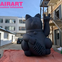 Chat gonflable noir décoratif publicitaire, chat porte-bonheur gonflable de dessin animé pour exposition