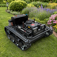 Robot tondeuse agricole télécommandé, moteur essence 608CC 4 temps, chenilles, 800mm, autopropulsé, démarrage électrique, coupe-herbe
