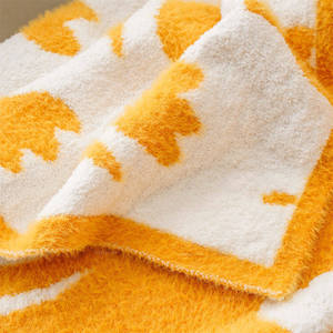 Couverture en tricot jacquard à plumes, double face, réversible, motif floral <span class=keywords><strong>tulipe</strong></span>, couverture moelleuse et duveteuse réversible pour lit et canapé - Product Image 3