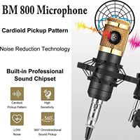 Kit de microphone à condensateur BM800 avec carte son V8, diaphragme de 16 mm, directivité cardioïde, prise XLR 3,5 mm, filaire pour diffusion en direct