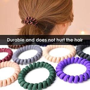 Coleteros en Espiral, Elásticos Medianos para Cabello Grueso, Multicolores, Sin Pliegues, Tipo Cable Telefónico, de Plástico, para Mujeres y Niñas - Product Image 5