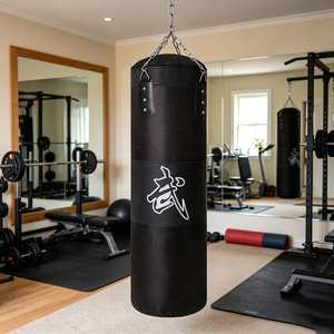 QUTENG <span class=keywords><strong>Sac</strong></span> <span class=keywords><strong>de</strong></span> <span class=keywords><strong>frappe</strong></span> sur pied robuste <span class=keywords><strong>de</strong></span> 100 cm pour enfants et adultes, en tissu Oxford et cuir PU, rotation à 360°, fermeture élastique murale - Product Image 2