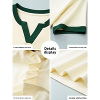 Uniforme de Serveur de Restauration en Coton, T-shirt Col V Manches Courtes, Tenue de Travail pour Barman, Restaurant, Barbecue, Hot Pot, Thé au Lait, Cuisine, Hôtel