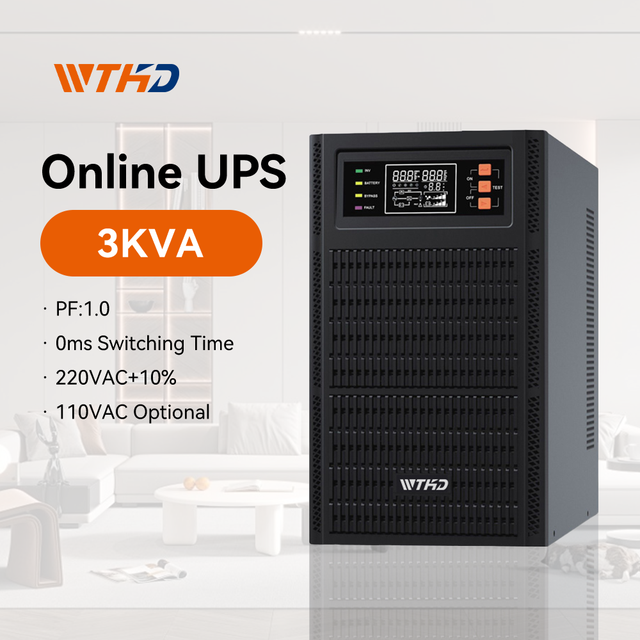 WTHD 220V 1000VA 3000VA Single Phase High Frequency 3KVA 3000W Online UPS Battery Backup UPS Power Supply for Server and ATM