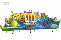 Parc d'attractions gonflable géant, toboggan extérieur, labyrinthe, aire de jeux pour enfants, structure gonflable de qualité professionnelle