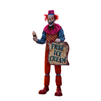 Nouvelle Décoration d'Halloween 2026 : Grand Clown Glace de 1,8 m avec Capteur Infrarouge pour Maison Hantée et Salle Secrète
