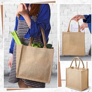 Sacs fourre-tout réutilisables en toile de jute pour courses - Product Image 4