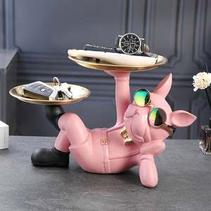 Fournisseurs de dropshipping Plateau de rangement de clés créatif sur le thème des bouledogues, une décoration d'intérieur inspirée du luxe pour l'entrée - Product Image 5