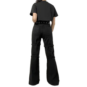 Venta <span class=keywords><strong>al</strong></span> <span class=keywords><strong>por</strong></span> <span class=keywords><strong>mayor</strong></span> Punk Goth Pant Grunge <span class=keywords><strong>ropa</strong></span> negra moda coreana bolsillo recto mujeres Streetwear acampanado Y2k <span class=keywords><strong>Hippie</strong></span> Jeans - Product Image 2