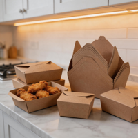 Bol à salade en papier kraft écologique de luxe de 32 oz, recyclable, biodégradable, option de logo personnalisé pour les restaurants à emporter