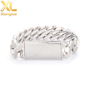 Personalized Hip Hop Jewelry Bling Iced Out 5A Zircon Rhombus Prong Cuban Link Chain Bracelet for <b>Men</b> - Product Image 2