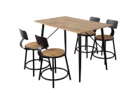 Ensemble de tabourets de bar à café en bois moderne de 3 pièces pour la maison, pub, divertir les invités dans les hôtels Entrée au sous-sol Gym School Hospital