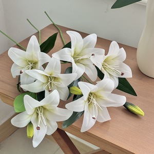 Lirios Artificiales de Seda, Flores de Color Rosa, Blanco, Amarillo, Rojo, Azul y Naranja, Moldeados por Inyección de PVC, Alta Simulación, Decoración para Bodas y Hogar - Product Image 3