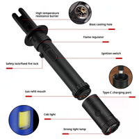 Briquet à jet de flamme multifonctions coupe-vent au gaz butane Lampe de poche personnalisée Torches longues pour le camping avec lumière