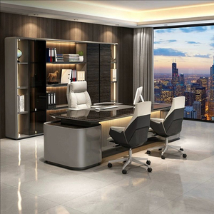 Luxurious Lacquered Executive Office <strong>Desk</strong> <strong>Large</strong> Office Furniture High-end Multi-functional boss Office <strong>Desk</strong> for Presidents - Product Image 4