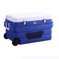 Glacière isotherme Badu 90L/85QT en PP durable avec motif lettres, pour pêche et camping en extérieur, avec roues