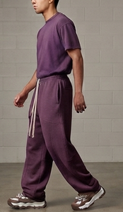 Pantalon de survêtement ample pour homme, couleur unie, taille haute, cordon élastique, style streetwear décontracté - Product Image 2