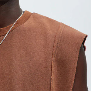 Benutzer definiertes Logo Distressed Herren Baumwolle Blank Weste Übergroßes Tanktop Schweres ärmelloses T-Shirt für Herren - Product Image 2