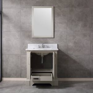 Meuble-lavabo de salle de bain de style transitionnel avec vasque en céramique, construction en bois massif et contreplaqué, fabriqué au Vietnam - Product Image 2
