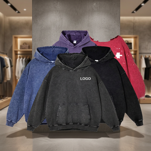 Nouvelle Arrivée Automne Hiver Sweat à Capuche Unisexe Brodé à Col Zippé Uni Streetwear Vintage 300gsm 100% Coton Coupe Classique - Product Image 3