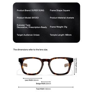 Lunettes carrées en plastique Saint Van Gogh Fashion pour hommes et femmes, lunettes d'inspiration japonaise compatibles avec les verres de prescription - Product Image 5