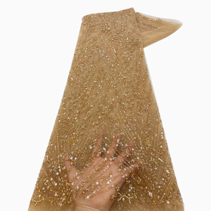 Ni. Ai trắng sang trọng Đảng chuỗi <span class=keywords><strong>Net</strong></span> ren đẹp đám cưới thêu Sequins vải vải ren cô dâu - Product Image 6