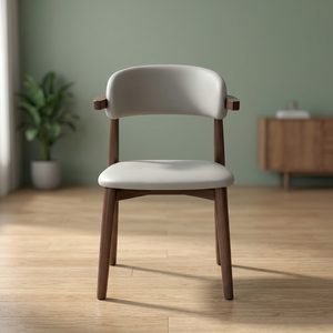 Fauteuil de salon moderne en cuir, dossier solide, pieds en bois, design ergonomique, style minimaliste, mobilier de maison - Product Image 4