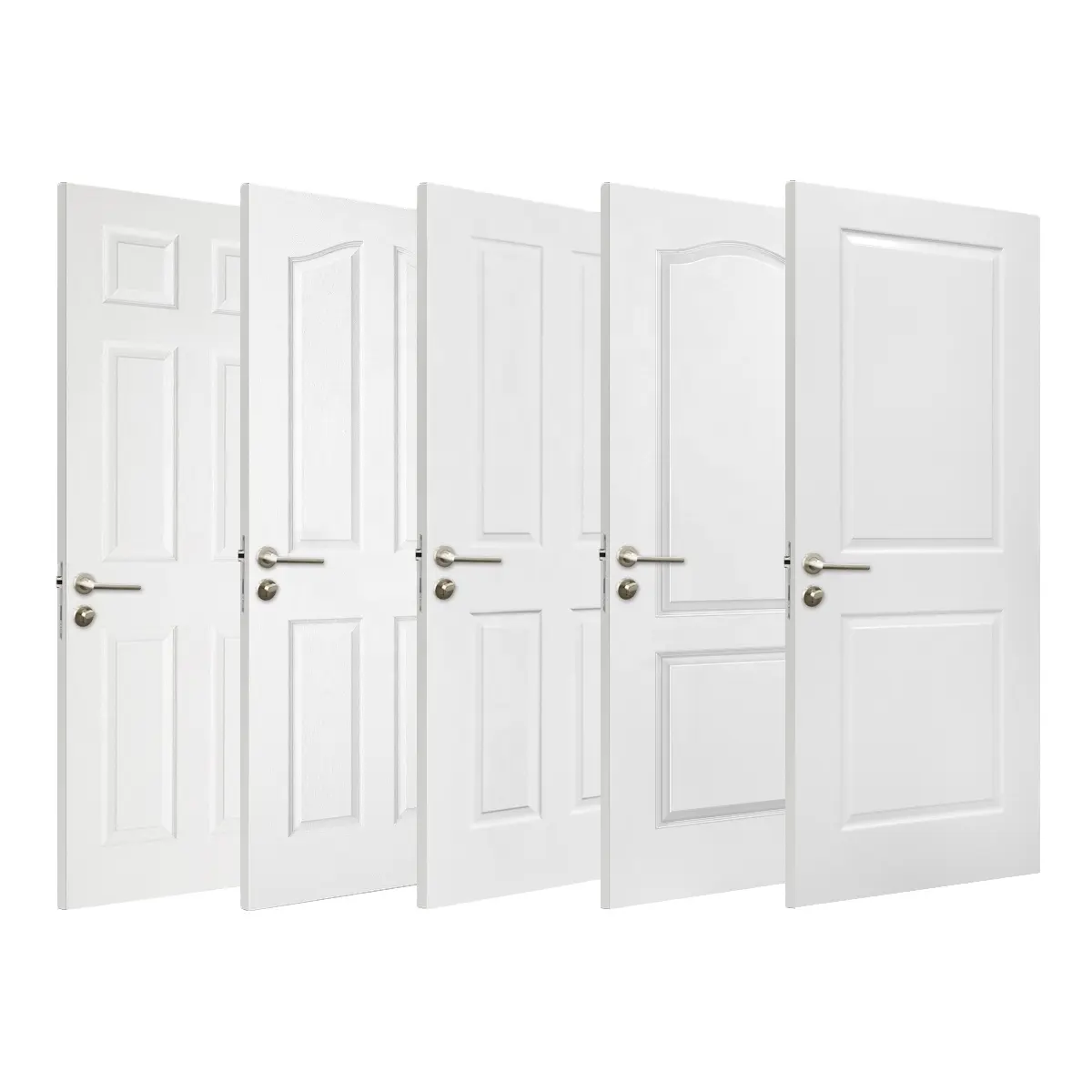 Puertas moldeadas precolgadas de panel MDF de imprimación de madera interior blanco Popular americano para dormitorio