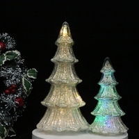 Ornements de Noël modernes en verre clignotants à piles AA, décorations de Noël à LED avec minuterie de 6 heures, respectueux de l'environnement, pour le salon et la maison
