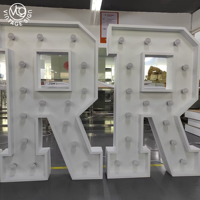 Lettres lumineuses géantes en métal de style moderne, enseigne de mariage personnalisée avec ampoules LED, alphabet pour fête de fiançailles