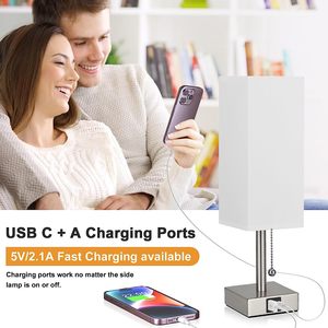 Hiện Đại Đèn Bàn Vải Bóng Râm Bạc Kim Loại Cơ Sở Với Trắng Vải Bóng Râm Cho Đầu Giường Phòng Ngủ Phòng Khách - Product Image 5