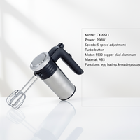 Mixer Tangan Listrik CX-6611 5 Kecepatan 200W Stainless Steel dengan Motor AC Tembaga Murni, Tombol Ejektor, Warna Dapat Disesuaikan