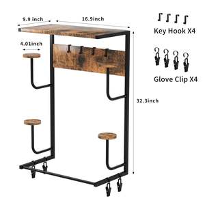 Support mural pour casque et équipement de style industriel, combinaison fer et bois, durable, pour rangement de vélos - Product Image 4
