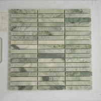 Mosaïque de marbre vert Ming et vert Calacatta, carreaux de mosaïque polis, rénovation de la maison, pierre de sol