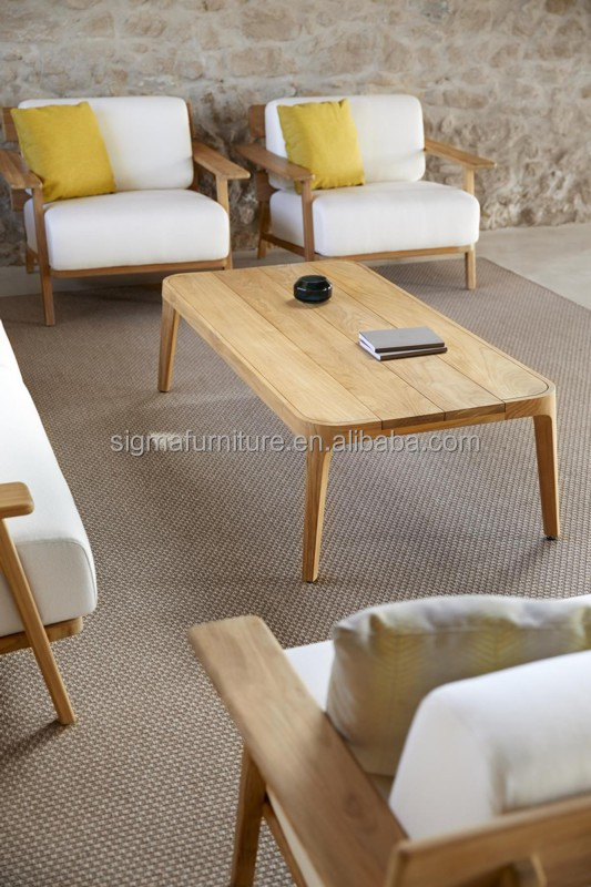 Outdoor Patio Garden Furniture Table Frame and Top in Teak Wood Rectangular Coffee Table
