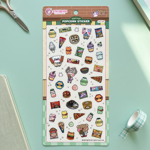 [Sowony Playground] Autocollants 3D imperméables Popcorn, thème boutique de friandises, style coréen, bonbons mignons, Kawaii, feuille d'autocollants décoratifs pour agenda et carnet - Product Image 2