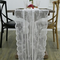 Nappe carrée personnalisable de style nordique en polyester écologique, blanche, tissée, avec dentelle florale de luxe, 70x300cm, pour la maison et les mariages