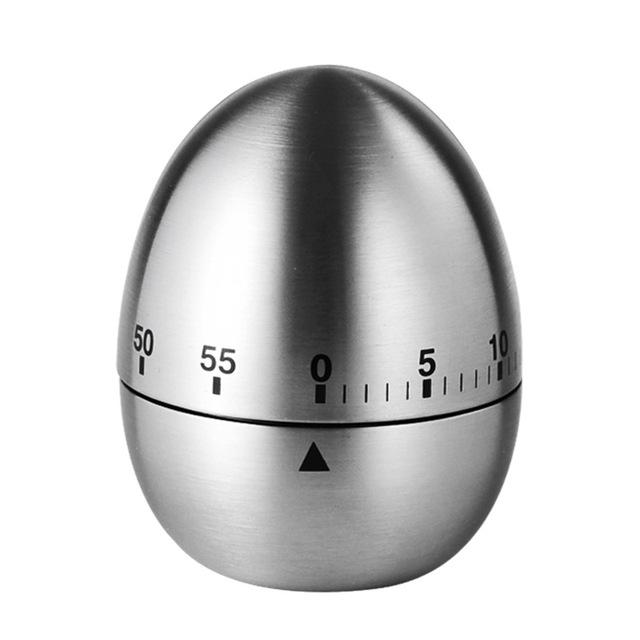 60 Minutes Stainless Steel Egg Clock Kitchen Mechanical Alarm Countdown Timer with Stopwatch & Study Alarm Metal Material