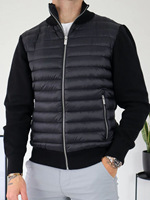 Manteau d'hiver matelassé épais pour homme, col montant, fermeture éclair sur le devant, veste d'extérieur décontractée en duvet uni