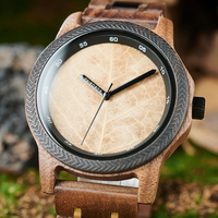 Montre TimelessTreeLeaf en bois de noyer et d'ébène avec logo personnalisé, cadran en forme de feuille, 22 mm, faible MOQ, dropshipping, ventes chaudes, style antique écologique