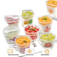Gobelet à yaourt en plastique jetable double face avec couvercle pour le pouding au lait, la gelée et le dessert.