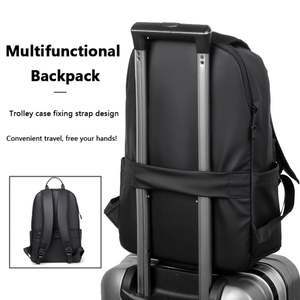 Sac à dos d'école en cuir PU imperméable pour hommes, nouveau logo personnalisé, grossiste en mode, sac à dos pour ordinateur portable pour étudiants - Product Image 4